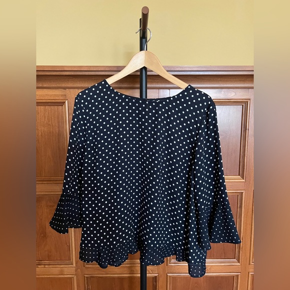 Talbots Tops - Talbots Blouse with Bell Sleeves Polka Dot Black and White Size XLP